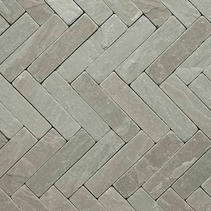 Kandla grey Indian sandstone tumbled pavers