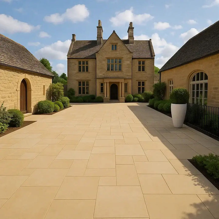 Yorkstone paving slabs sawn honed