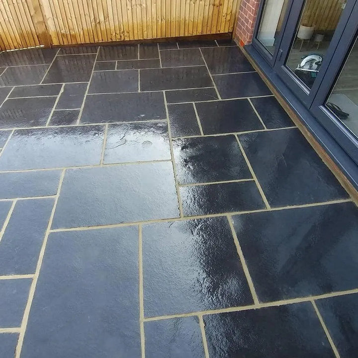 black limestone paving patio packs