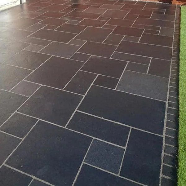 black limestone paving slabs