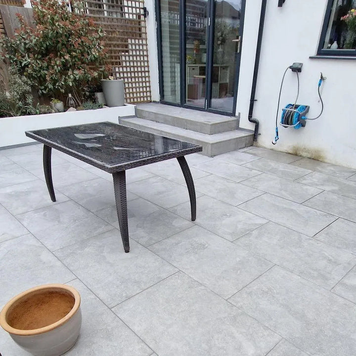 Fossil Grey Limestone Effect Porcelain Paving 900x600 £27.62/m2 - Paving Slabs UK