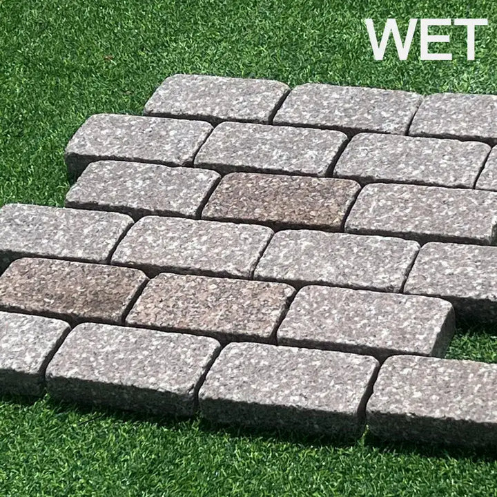 rose pink granite tumbled cobble setts