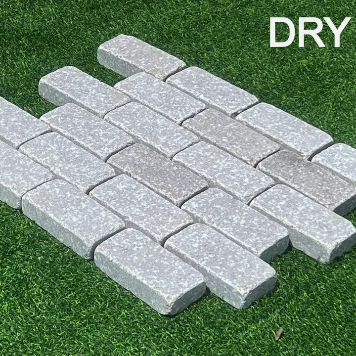 pink grey granite tumbled cobble setts