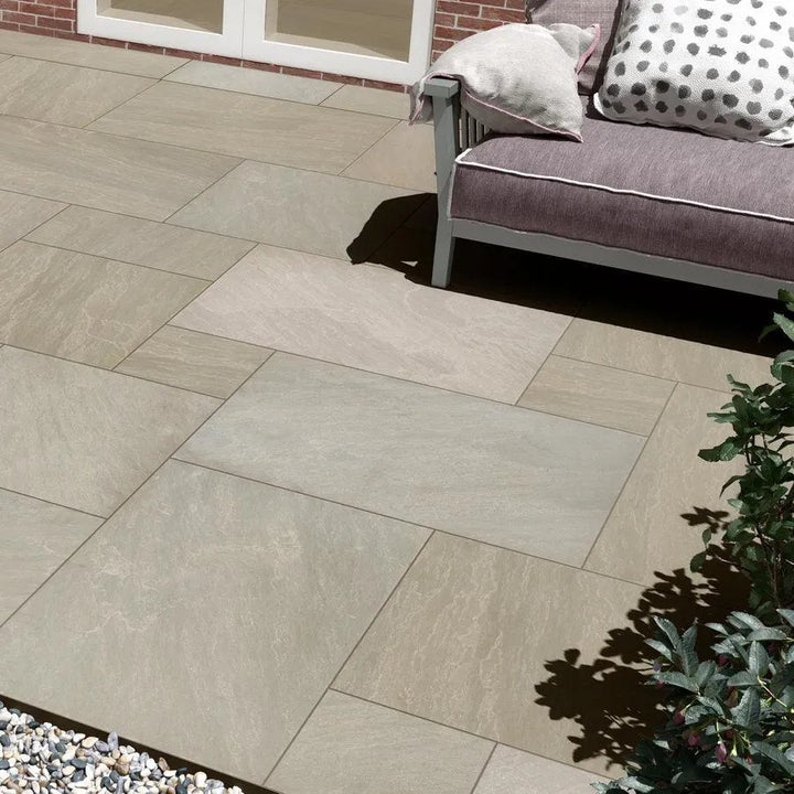 Raj green porcelain paving tiles