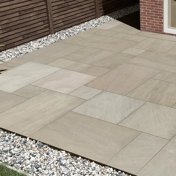 Raj green porcelain paving slabs