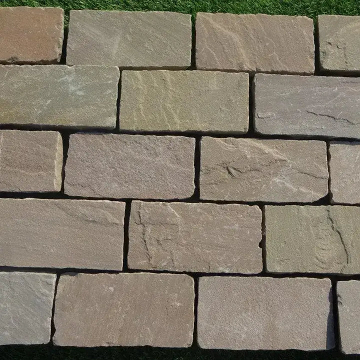 Raj green Indian sandstone cobbles 200 x 100