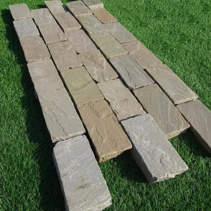 Raj green Indian sandstone setts 200 x 100 x 50