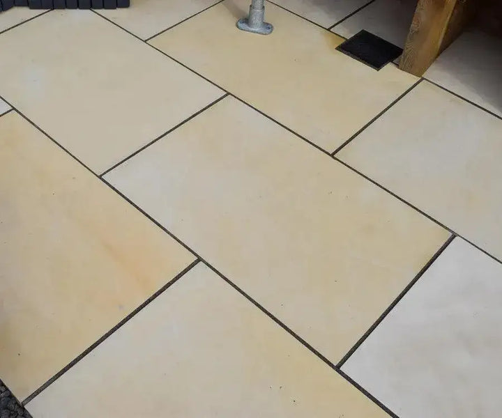 Indian sandstone paving smooth fossil mint 900 x 600